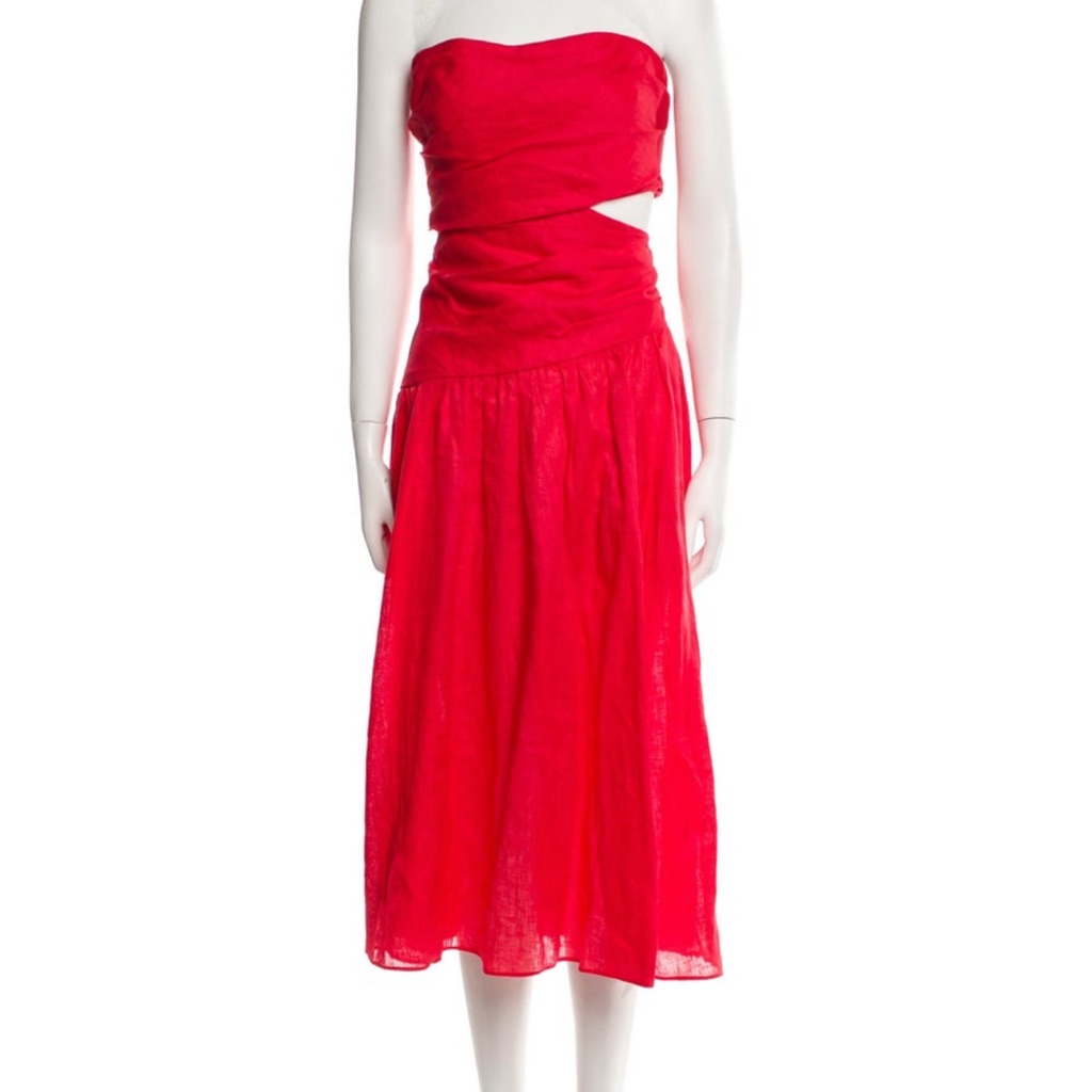 Zimmermann Linen Midi Red Dress